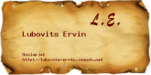 Lubovits Ervin névjegykártya